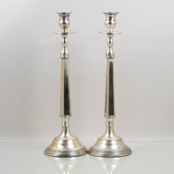 LJUSSTAKAR, 1 par, nysilver, 1900-tal