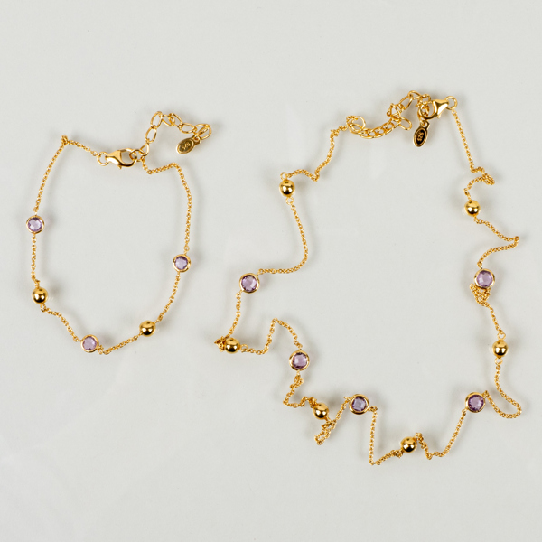 COLLIER OCH ARMBAND, förgyllt sterlingsilver, 2000-tal