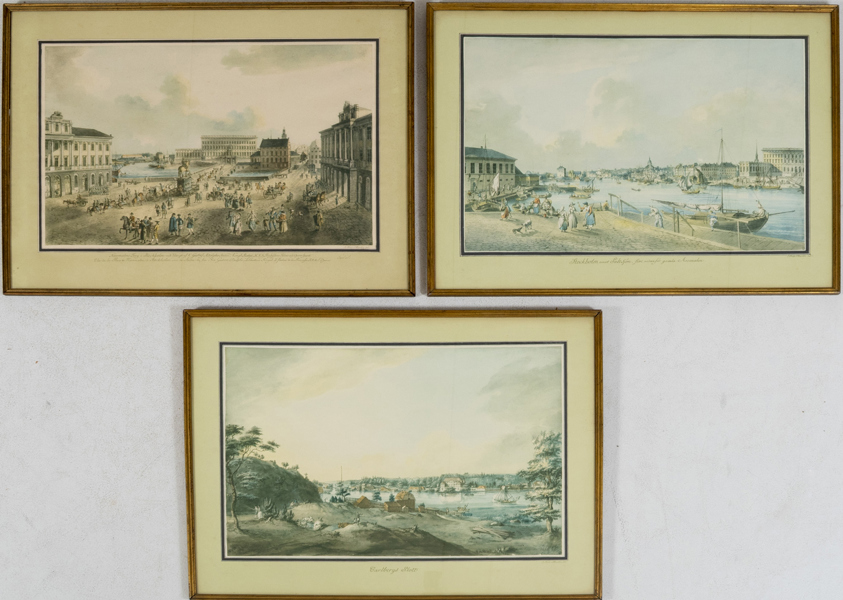 TRYCK, 3 st, efter Johan Fredrik Martin, 1900-tal