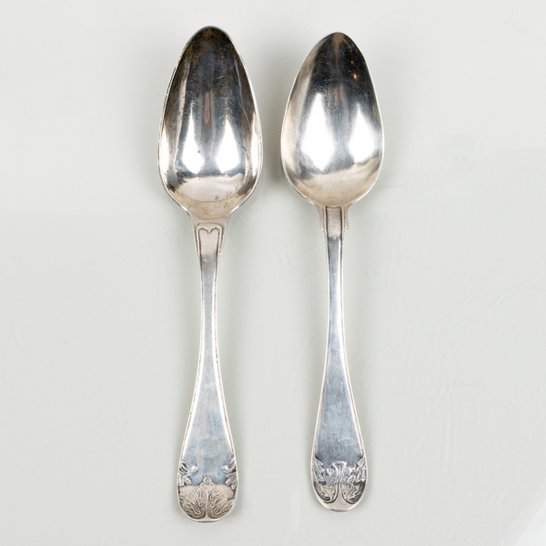 MATSKEDAR, 2 st, snarlika, silver, 1800-tal, tot vikt ca 88 g