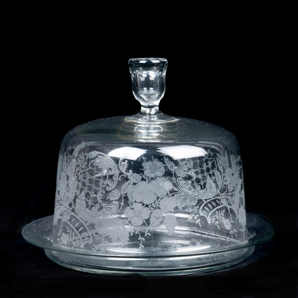 OSTKUPA MED FAT, glas, sent 1800-/tidigt 1900-tal