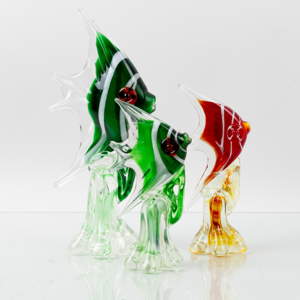 FIGURER, 3 st, glas, fiskar, Murano, Italien, 1900-talets andra hälft
