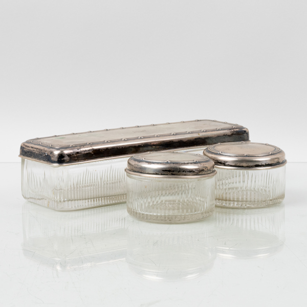 DOSOR, 3 st, glas och silver, K Andersson, Stockholm 1917