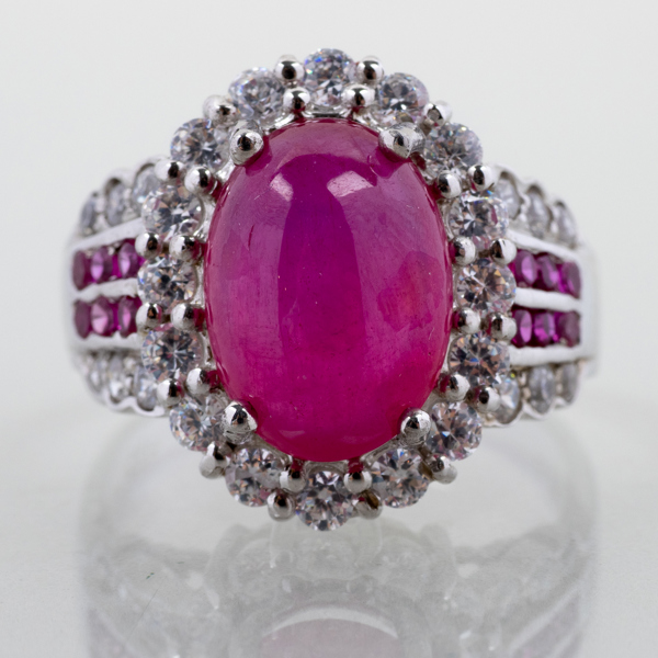 RING, sterlingsilver, med rubin och safirer, sent 1900-/2000-tal