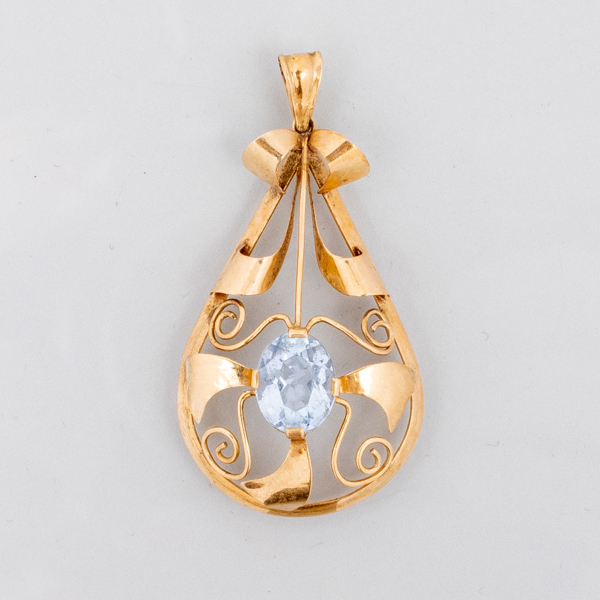 HÄNGE, 18k guld, Stockholm 1949, med akvamarin, tot vikt ca 3,8 g