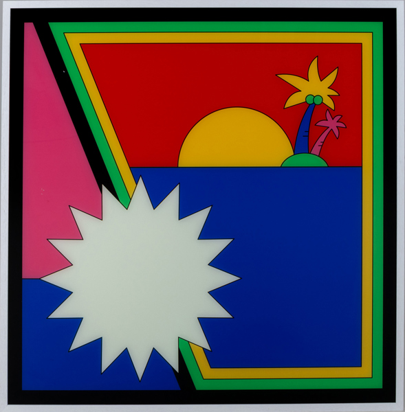 OKÄND KONSTNÄR, tryck på akrylplast, ca 145 x 145 cm