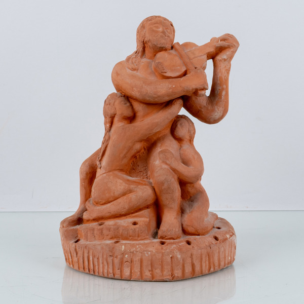 SKULPTUR/BLOMSTERFAKIR, lergods, monogramsignerad, 1900-talets mitt