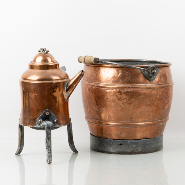 HINK OCH KAFFEKANNA, koppar, 1800-tal