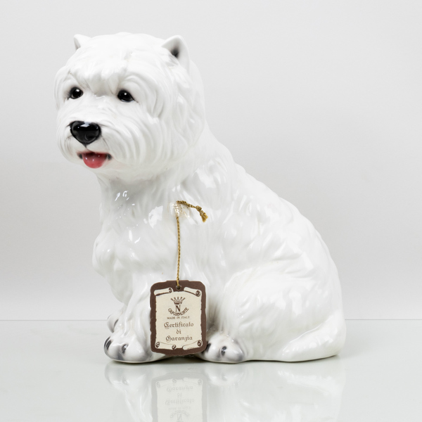 FIGURIN, porslin, "West highland white terrier", Capo di monte, Italien