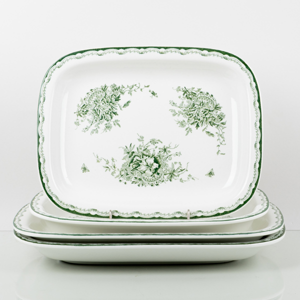 UPPLÄGGNINGSFAT, 4 st, porslin, "Grön Anna", Rörstrand