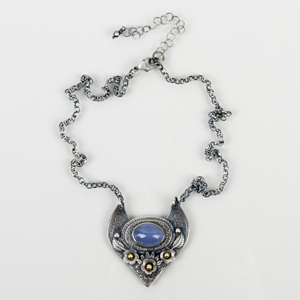 COLLIER, silver, med cabochonslipad ädelsten, 1900-/2000-tal