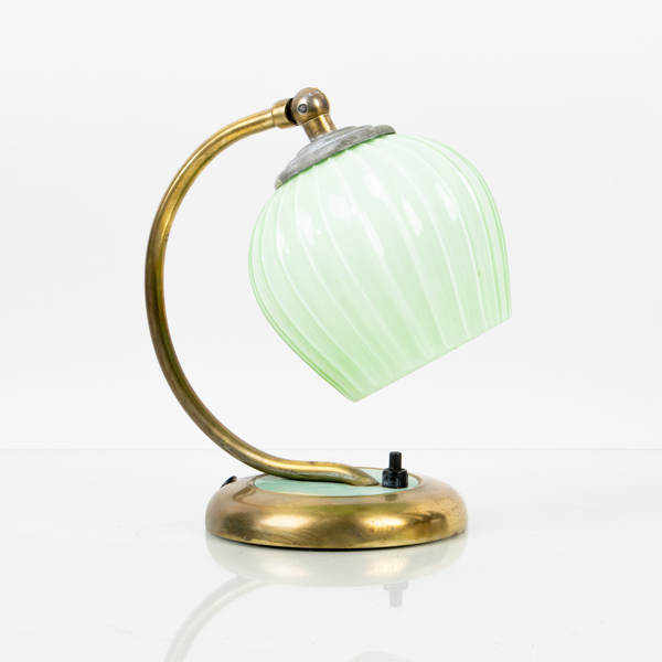 BORDS-/VÄGGLAMPA, mässing och glas, 1930-/40-tal