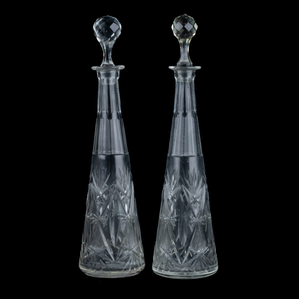 KARAFFER, 1 par, kristall, 1900-talets första hälft