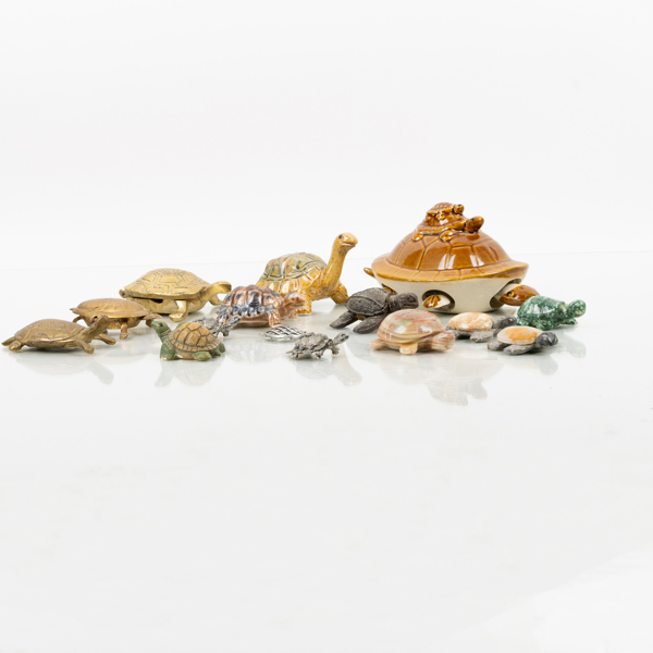 SAMLING FIGURER, metall, sten och keramik, 1900-tal