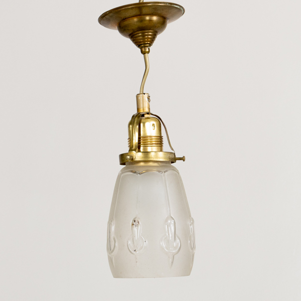 TAKLAMPA, mässing och glas, jugend, tidigt 1900-tal