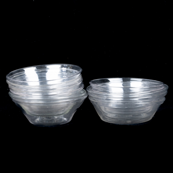 FILBUNKESKÅLAR, 9 st, glas, 1800-tal