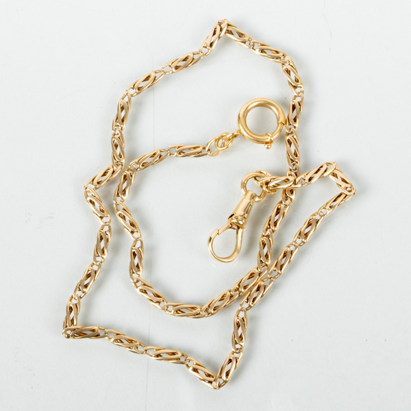 KLOCKKEDJA, 14k guld, vikt ca 11 g