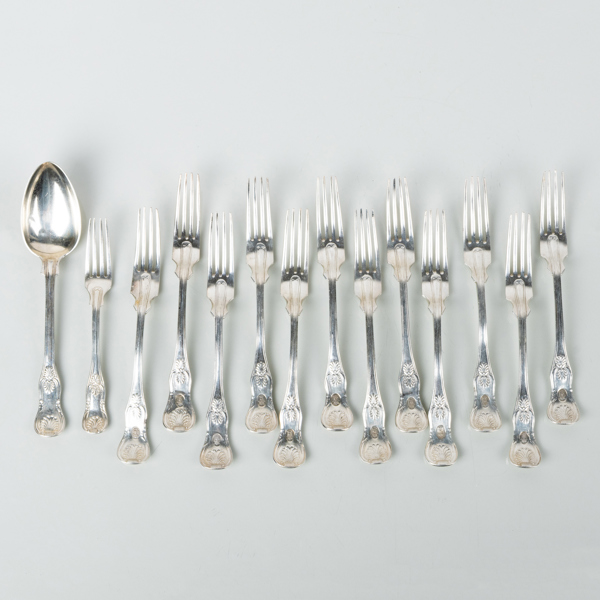 BESTICK, 14 del, silver, bla I Wahlström 1846, tot vikt ca 950 g