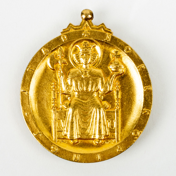 MEDALJ, 18k guld, Westins Ateljé, Stockholm 1949, vikt ca 24 g