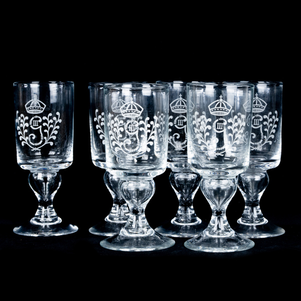VINGLAS, 6 st, glas, "Antik Gustav III", Reijmyre Glasbruk