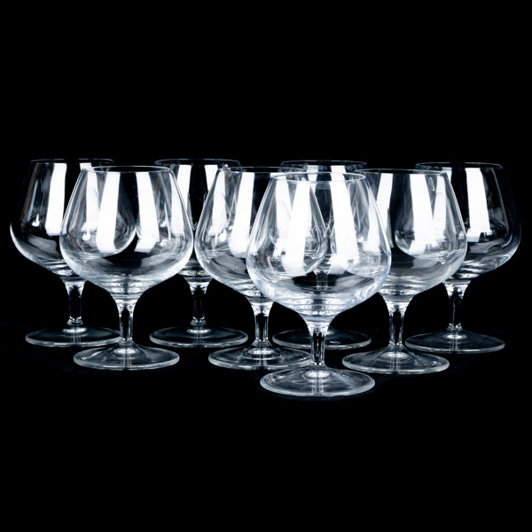 KONJAKSKUPOR, 8 st, glas, 1900-talets slut