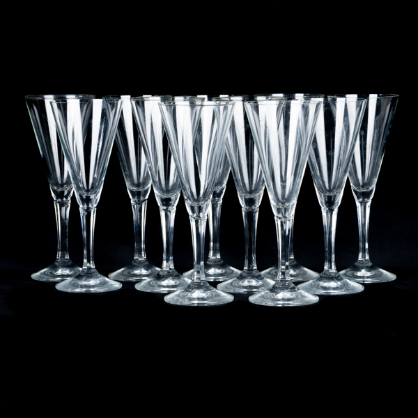 CHAMPAGNEGLAS, 11 st, glas, sannolikt 1900-talets slut