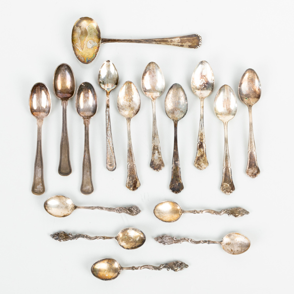 MOCKA- OCH KAFFESKEDAR, silver, bla Cohr Danmark, tot vikt ca 210 g