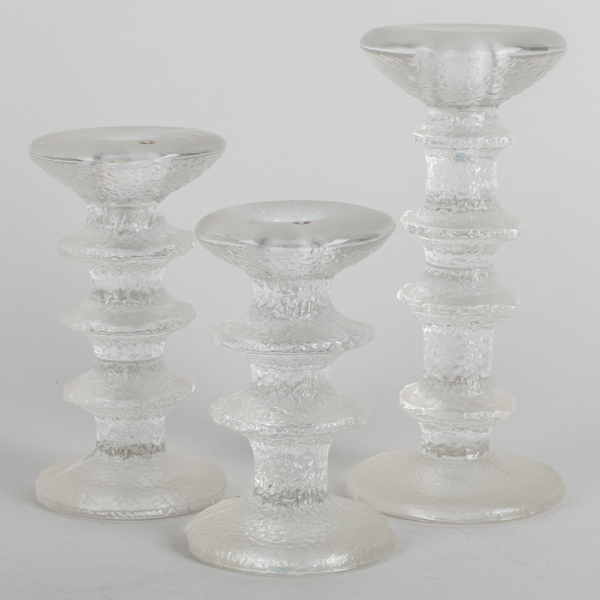 TIMO SARPANEVA, 3 st ljusstakar, glas, "Festivo", Iittala