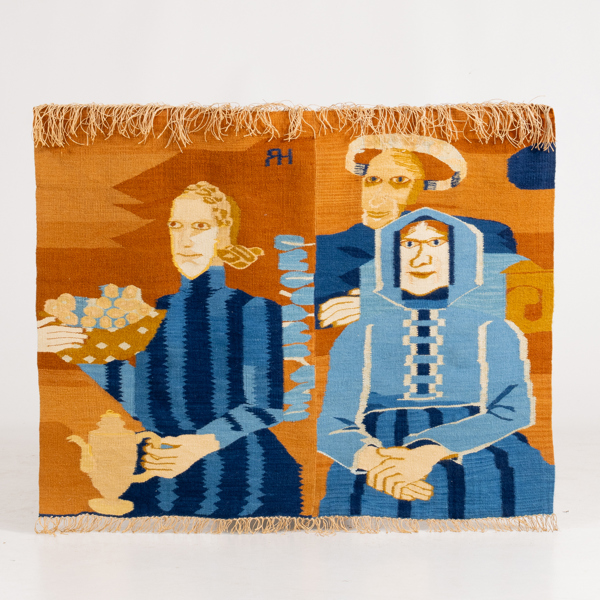HANNAH RYGGEN (Norge, 1894-1970), gobeläng, flamskväv, "Minner om tre", 1949, monogramsignerad