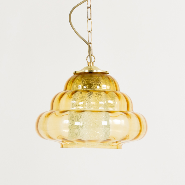TAKLAMPA, mässing och glas, 1960-/70-tal