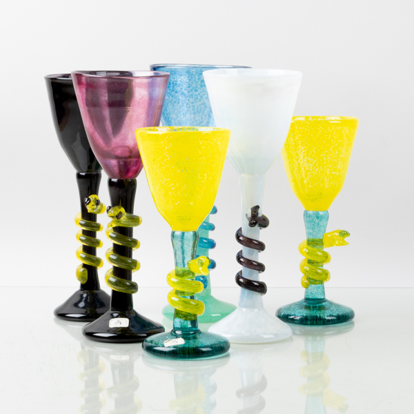 JAN STIEVENS, 7 st, pokalglas, glas, Jan Stievens Glashytta, 1900-talets andra hälft