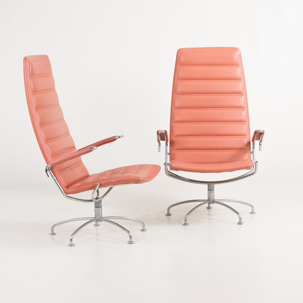 JENS AMUNDSEN, 1 par fåtöljer, "SAS Lounge chair", Fritz Hansen, Danmark 1987