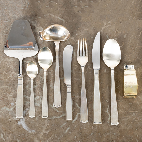 JACOB ÄNGMAN, 59 del, bestickuppsättning, silver, "Rosenholm", GAB, Stockholm bla 1991/1999, tot vikt ca 2 239 g