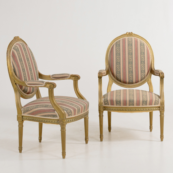 KARMSTOLAR, 1 par, Louis XVI-stil, 1900-talets början