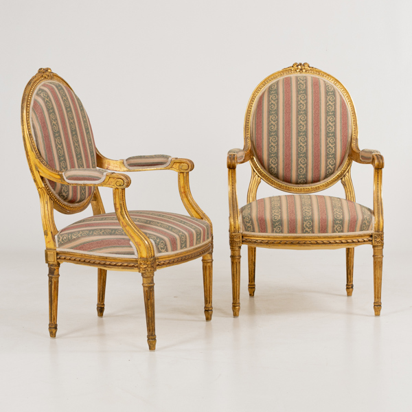 KARMSTOLAR, 1 par, Louis XVI-stil, 1900-talets början