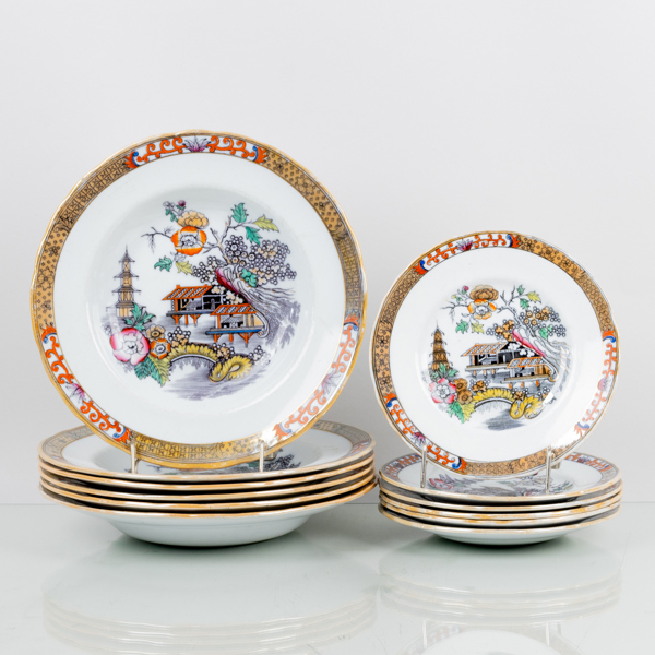 SERVISPORSLIN, 12 del, flintgods, "Japan", Rörstrand, 1800-tal