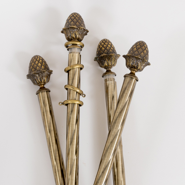 GARDINSTÄNGER, 4 st, patinerad metall, samtida