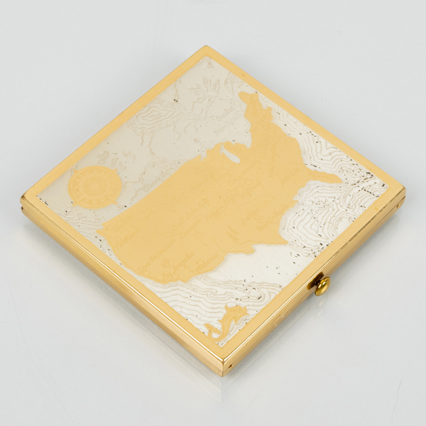 PUDERDOSA, gulmetall, Wadsworth, USA, 1900-talets mitt