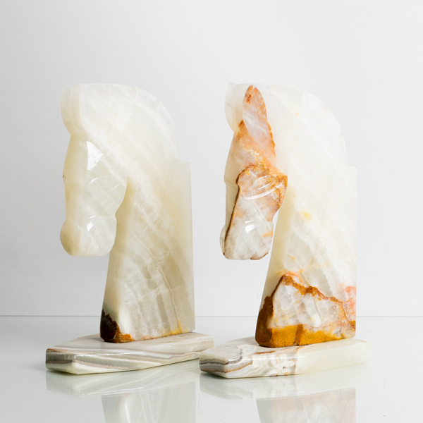 BOKSTÖD, 1 par, onyx, 1900-tal