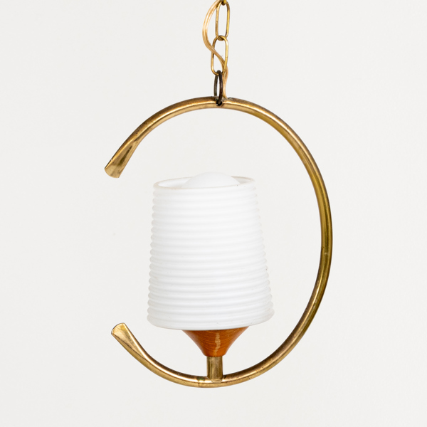 TAKLAMPA, mässing och teak, 1900-talets mitt