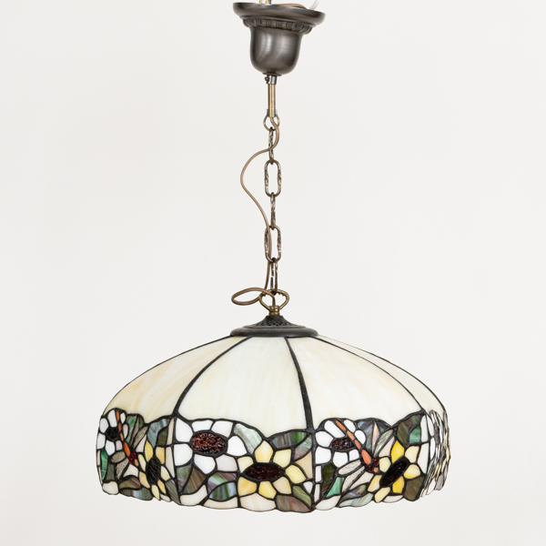 TAKLAMPA, glas och metall, Tiffanystil, 1900-talets andra hälft 