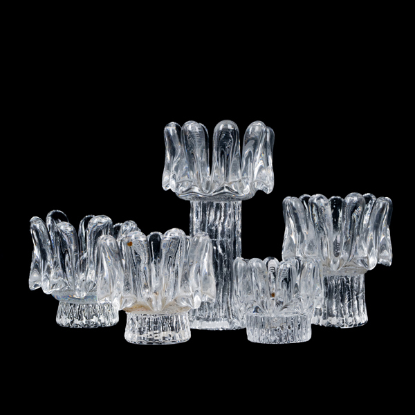 GÖRAN WÄRFF, 5 st ljuslyktor, glas, "Sunflower", Kosta, 1900-talets andra hälft
