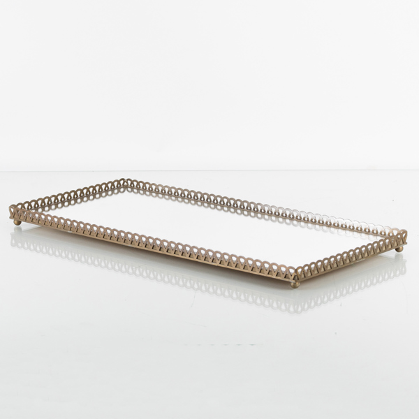 BORDSPLATEAU, metall och glas, 1900-/2000-tal