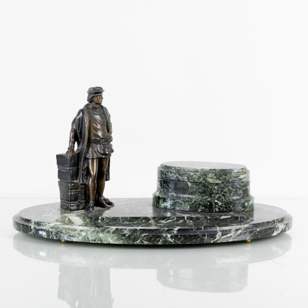 SKRIVBORDSUPPSATS, marmor och brons, signerad Morin, sannolikt 1900-talets första hälft