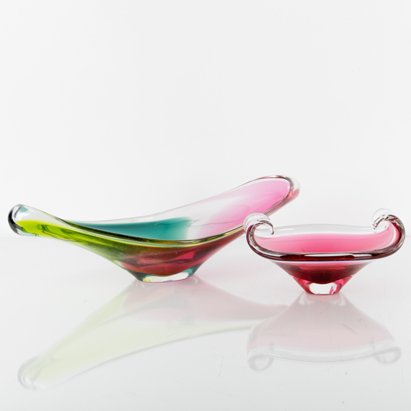 SKÅLAR, 2 st, glas, 1900-talets mitt