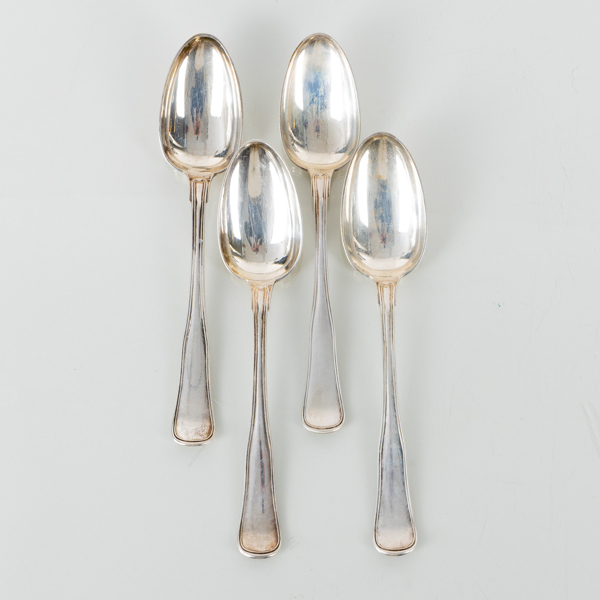 MATSKEDAR, 4 st, silver, bla IA Clausen, Danmark, tot vikt ca 255 g