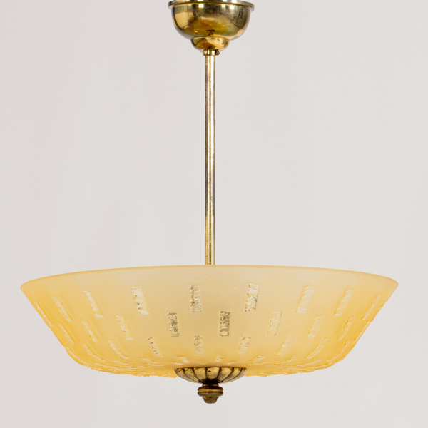 TAKLAMPA, mässing och glas, 1930-tal