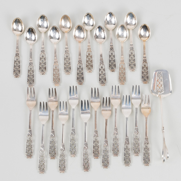 DESSERTBESTICK, 25 del, silver, Ceson, Göteborg 1972, tot vikt ca 405 g