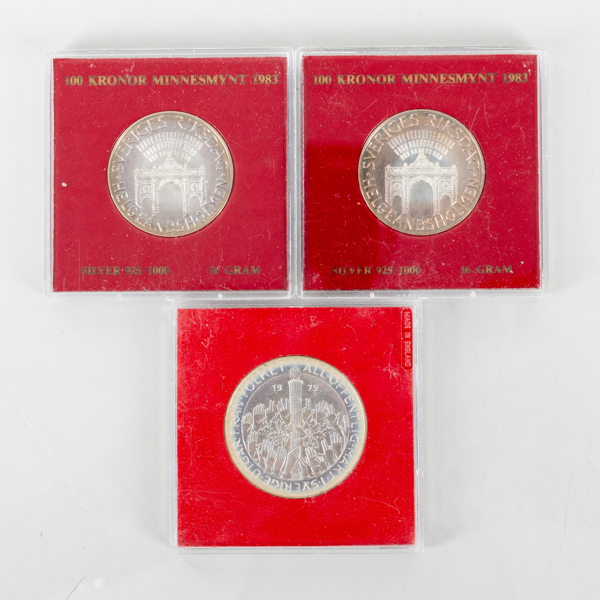 MYNT, 3 st, silver, 100 kr resp 50 kr