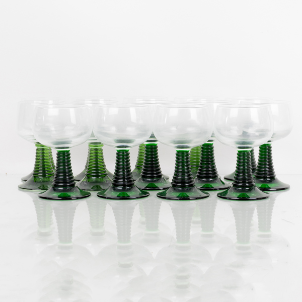 VITVINSREMMARE, 14 st, snarlika, glas, 1900-talets andra hälft